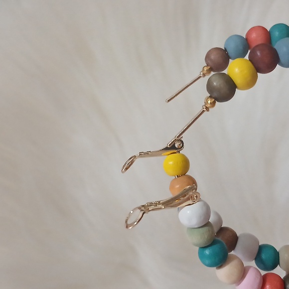 Wooden Beaded Earrings Minimalist Earrings Fashion Earrings Statement Earrings - Picture 4 of 5